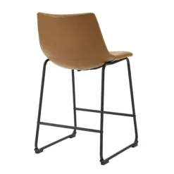 Bar Stools & Counter Height Stools-Kirkland's Home Whiskey Faux Leather Counter Stools, Set Of 2 Brown