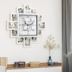 Clocks-Kirkland's Home White 12 Photo Frame Collage Family Time Clock