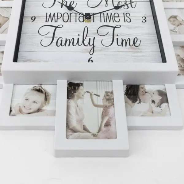 Clocks-Kirkland's Home White 12 Photo Frame Collage Family Time Clock