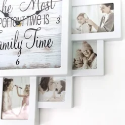 Clocks-Kirkland's Home White 12 Photo Frame Collage Family Time Clock