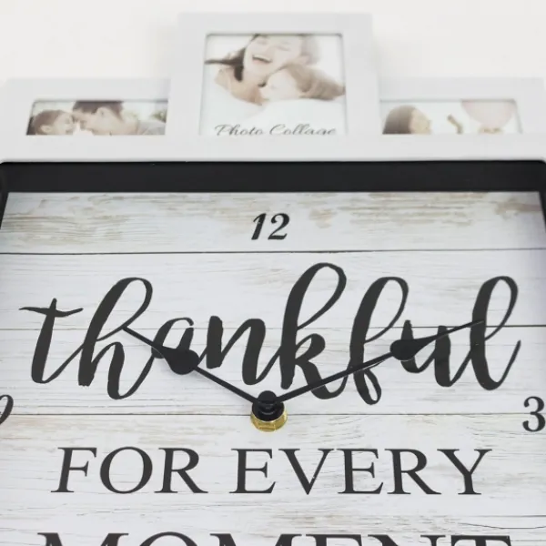 Clocks-Kirkland's Home White 12 Photo Frame Collage Thankful Clock