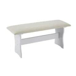 Dining Sets-Kirkland's Home White And Beige Upholstered 3-Pc Dining Nook Set Tan