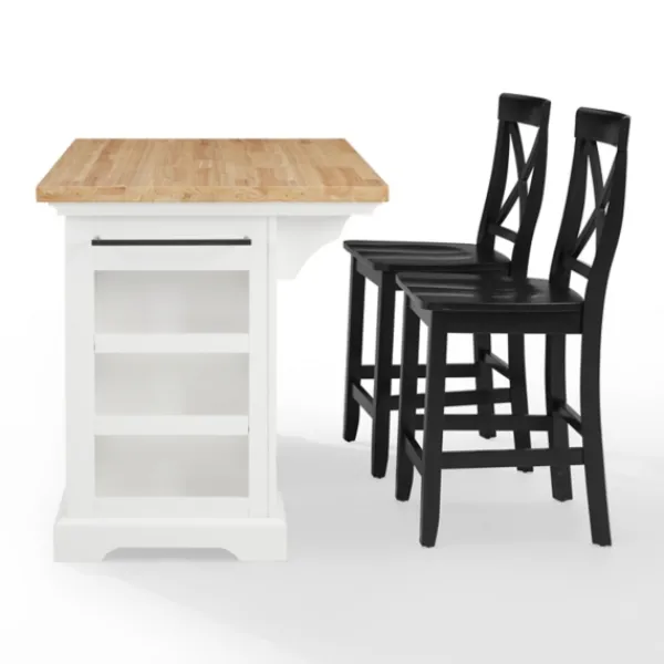 Kitchen Islands & Bar Carts-Kirkland's Home White And Black Wood 3-Pc. Kitchen Island Set
