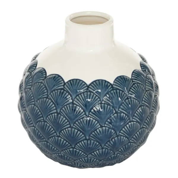 Vases-Kirkland's Home White And Blue Coastal Ceramic Vase, 8 In. White/Blue