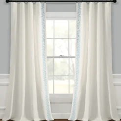 Curtains & Drapes-Kirkland's Home White And Blue Embroidered Curtain Panel, 84 In. White/Blue