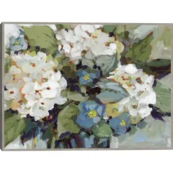 Framed Art-Kirkland's Home White And Blue Hydrangeas Framed Canvas Art Print Green/White/Blue