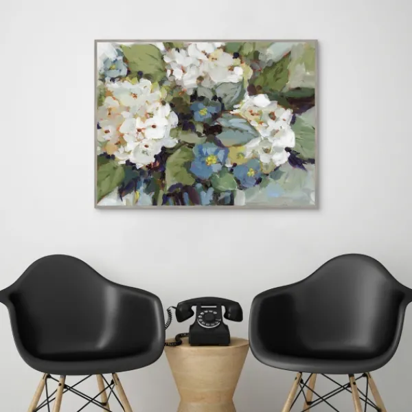 Framed Art-Kirkland's Home White And Blue Hydrangeas Framed Canvas Art Print Green/White/Blue