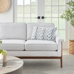 Pillows-Kirkland's Home White And Blue Tufted Geo Lumbar Pillow White/Blue