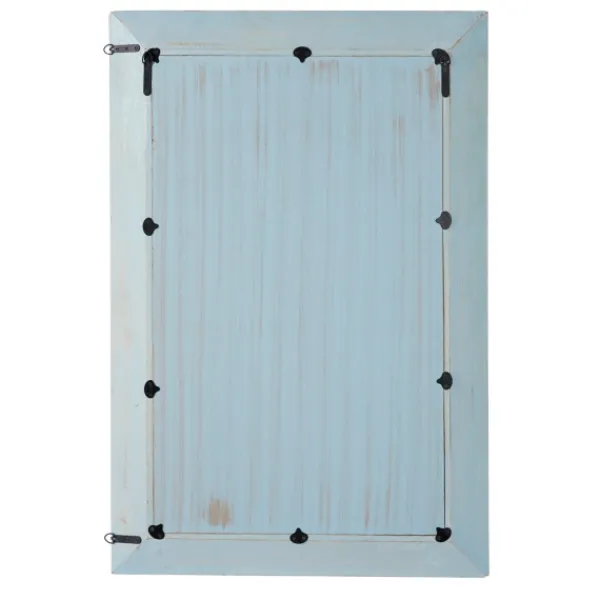 Framed Mirrors-Kirkland's Home White And Blue Wood Frame Mirror, 32X48 In.