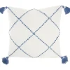 Pillows-Kirkland's Home White And Blue Woven Dots Diamond Pillow Blue/White