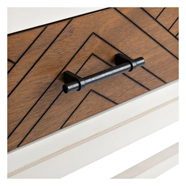 Console Tables-Kirkland's Home White And Brown Herringbone Console Table White/Brown
