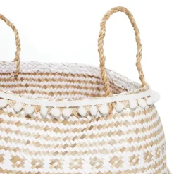 Baskets & Boxes-Kirkland's Home White And Brown Seagrass Woven Baskets, Set Of 2 White/Brown