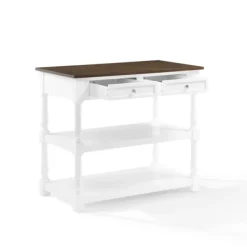 Kitchen Islands & Bar Carts-Kirkland's Home White And Brown Wood Kitchen Island White/Brown