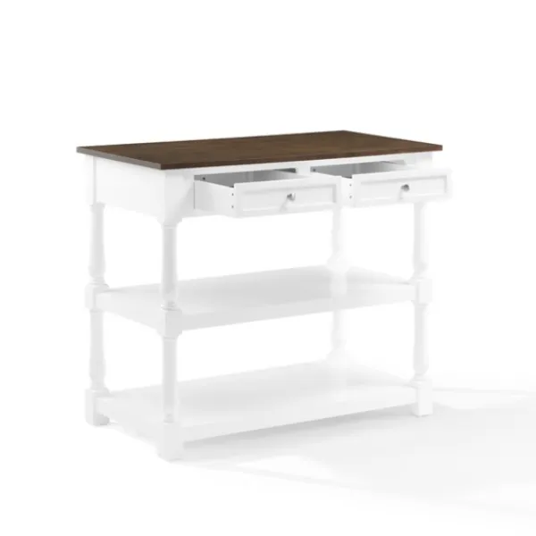 Kitchen Islands & Bar Carts-Kirkland's Home White And Brown Wood Kitchen Island White/Brown