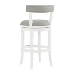 Bar Stools & Counter Height Stools-Kirkland's Home White And Faux Leather Swivel Bar Stool Gray