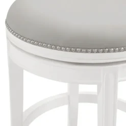 Bar Stools & Counter Height Stools-Kirkland's Home White And Faux Leather Swivel Bar Stool Gray