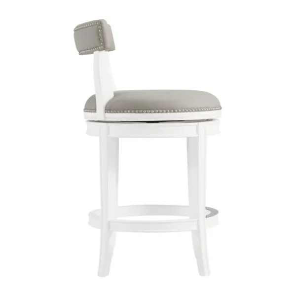 Bar Stools & Counter Height Stools-Kirkland's Home White And Faux Leather Swivel Counter Stool Gray