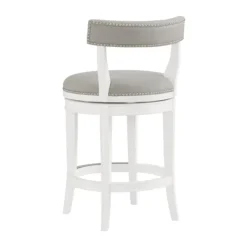Bar Stools & Counter Height Stools-Kirkland's Home White And Faux Leather Swivel Counter Stool Gray