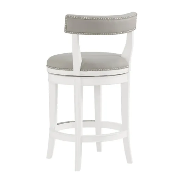 Bar Stools & Counter Height Stools-Kirkland's Home White And Faux Leather Swivel Counter Stool Gray