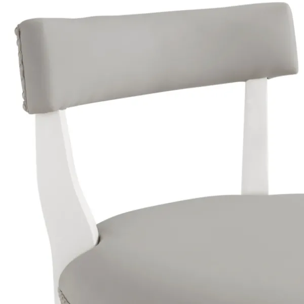 Bar Stools & Counter Height Stools-Kirkland's Home White And Faux Leather Swivel Counter Stool Gray