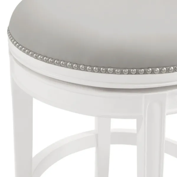 Bar Stools & Counter Height Stools-Kirkland's Home White And Faux Leather Swivel Counter Stool Gray