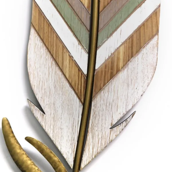Wall Plaques-Kirkland's Home White And Gold Feather Wall Plaque White/Gold/Blue