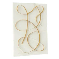 Wall Plaques-Kirkland's Home White And Gold Iron Abstract Wave Plaque White/Gold