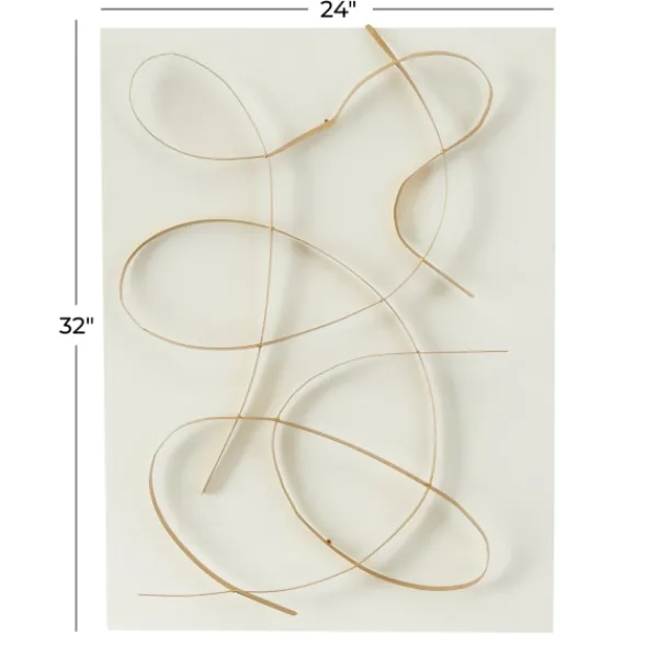 Wall Plaques-Kirkland's Home White And Gold Iron Abstract Wave Plaque White/Gold