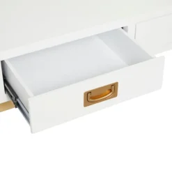 Office Furniture-Kirkland's Home White And Gold Metal Desk With Outlets White/Gold