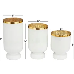 Candle Holders-Kirkland's Home White And Golden Goblet 3-Pc. Candle Holder Set White/Gold