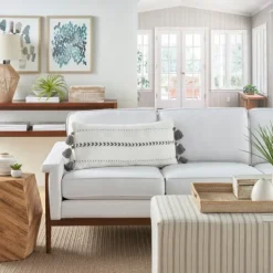 Pillows-Kirkland's Home White And Gray Braided Stripe Lumbar Pillow White/Gray