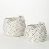 Baskets & Boxes-Kirkland's Home White And Gray Dotted Woven Baskets, Set Of 2 White/Gray