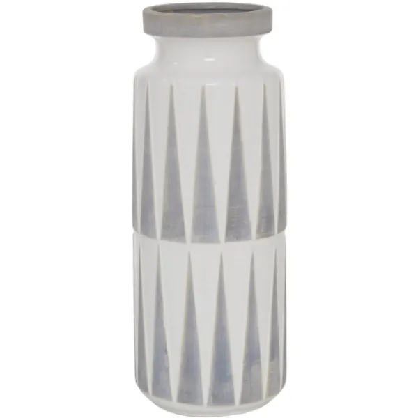 Vases-Kirkland's Home White And Gray Geometric Triangle Vase, 17 In. White/Gray