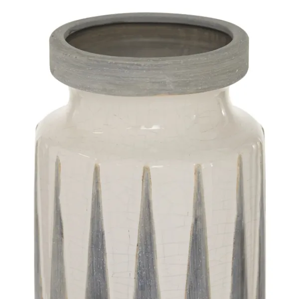Vases-Kirkland's Home White And Gray Geometric Triangle Vase, 17 In. White/Gray