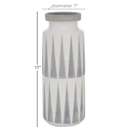Vases-Kirkland's Home White And Gray Geometric Triangle Vase, 17 In. White/Gray