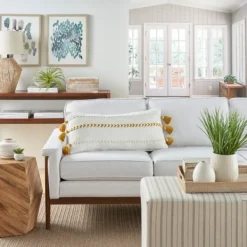 Pillows-Kirkland's Home White And Mustard Braided Stripe Lumbar Pillow White/Yellow