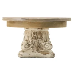 Decorative Trays-Kirkland's Home White And Natural Round Plate Stand White/Brown