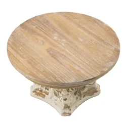 Decorative Trays-Kirkland's Home White And Natural Round Plate Stand White/Brown
