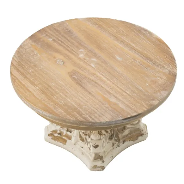 Decorative Trays-Kirkland's Home White And Natural Round Plate Stand White/Brown