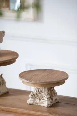 Decorative Trays-Kirkland's Home White And Natural Round Plate Stand White/Brown