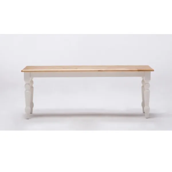 Dining Chairs-Kirkland's Home White And Natural Wood Dining Bench White/Tan