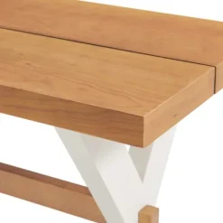 Dining Chairs-Kirkland's Home White And Natural Wood X-Frame Dining Bench White/Tan