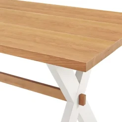 Dining Sets-Kirkland's Home White And Natural Wood X-Frame 5-Pc. Dining Set White/Tan