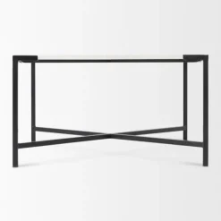 Coffee Tables-Kirkland's Home White And Onyx Marble Top Square Coffee Table