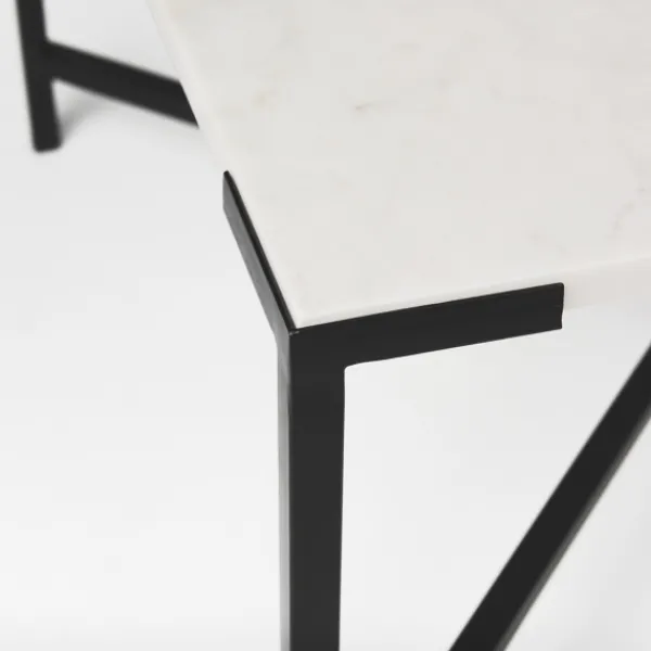 Coffee Tables-Kirkland's Home White And Onyx Marble Top Square Coffee Table