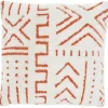 Pillows-Kirkland's Home White And Orange Tufted Geo Throw Pillow White/Orange