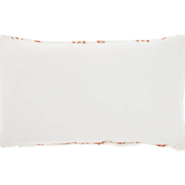 Pillows-Kirkland's Home White And Orange Tufted Geo Lumbar Pillow White/Orange