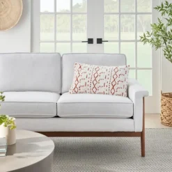 Pillows-Kirkland's Home White And Orange Tufted Geo Lumbar Pillow White/Orange