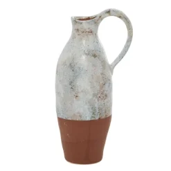Vases-Kirkland's Home White And Rust Brown Ceramic Vase, 14 In. White/Brown