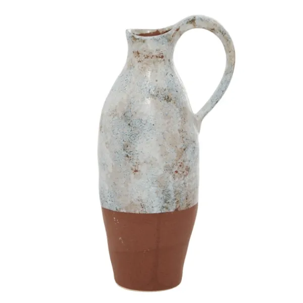 Vases-Kirkland's Home White And Rust Brown Ceramic Vase, 14 In. White/Brown